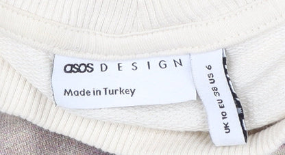ASOS DESIGN Women’s Ivory Mock Neck Graphic Sweatshirt Size 10