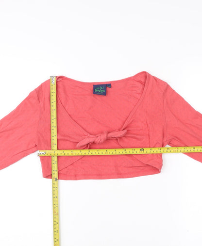 Mini Boden Girls Pink Cotton Shrug Jumper Long Sleeve Tie Front 13-14Y