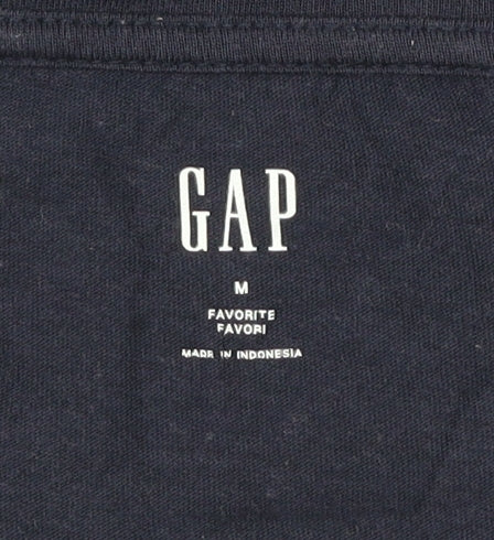 GAP Womens Blue Embroidered Holiday V-Neck T-Shirt Size M