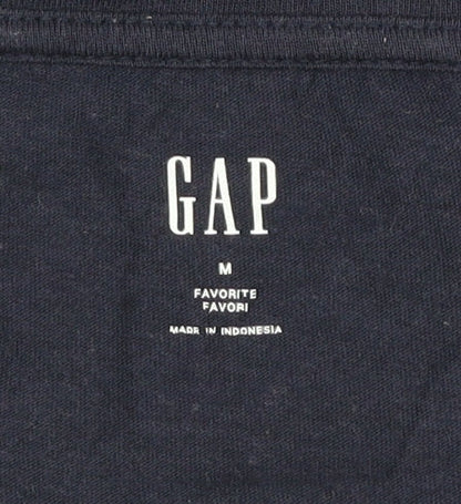 GAP Womens Blue Embroidered Holiday V-Neck T-Shirt Size M
