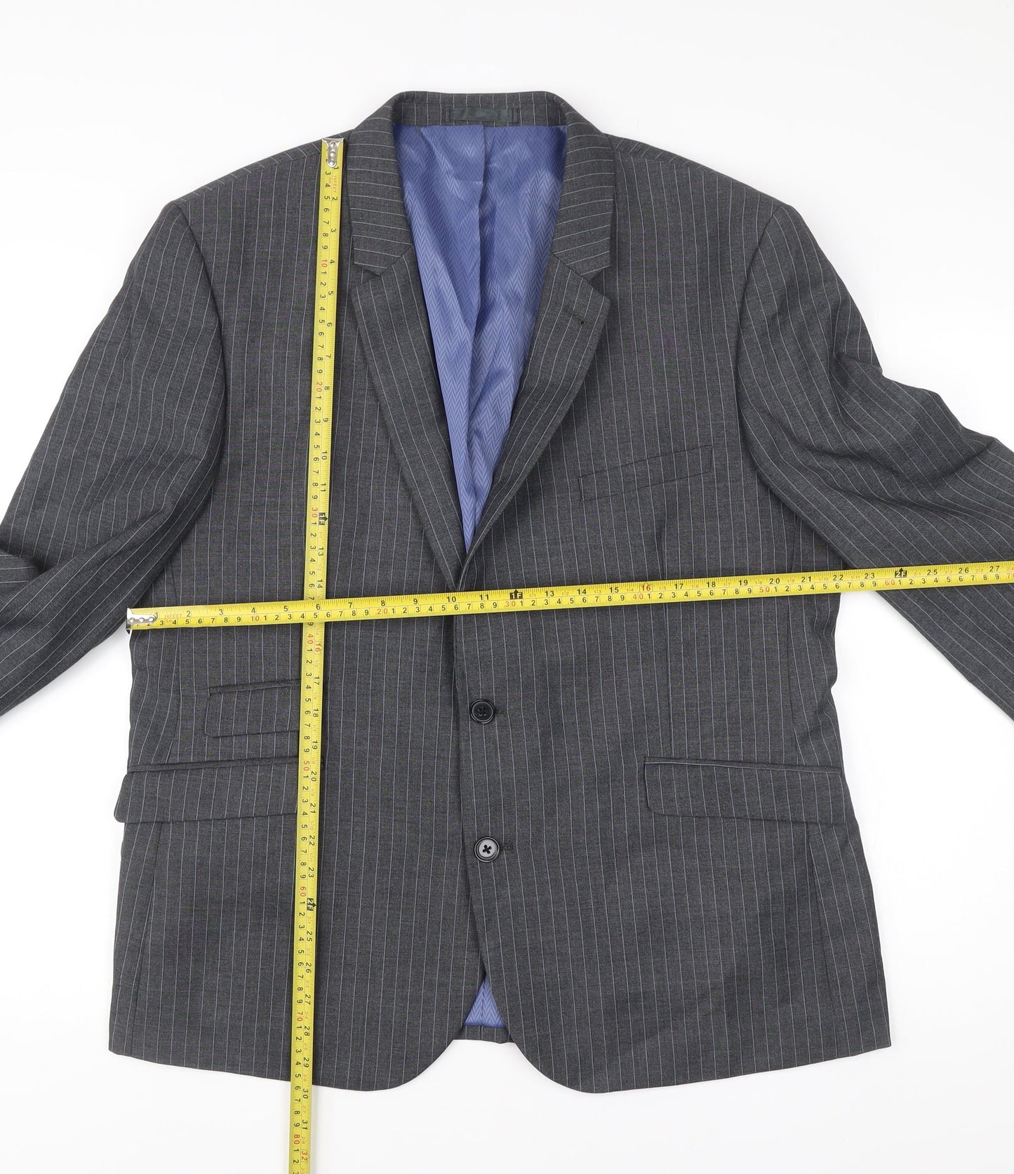 Taylor & Wright Men’s Grey Pinstripe Blazer 46S Tailored Fit Jacket
