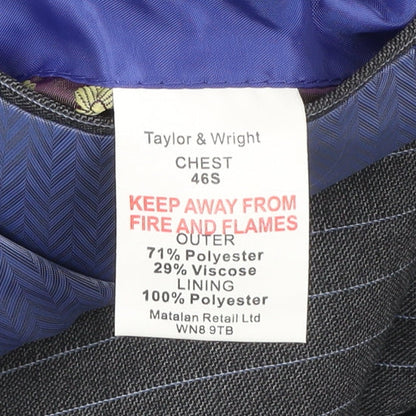 Taylor & Wright Men’s Grey Pinstripe Blazer 46S Tailored Fit Jacket