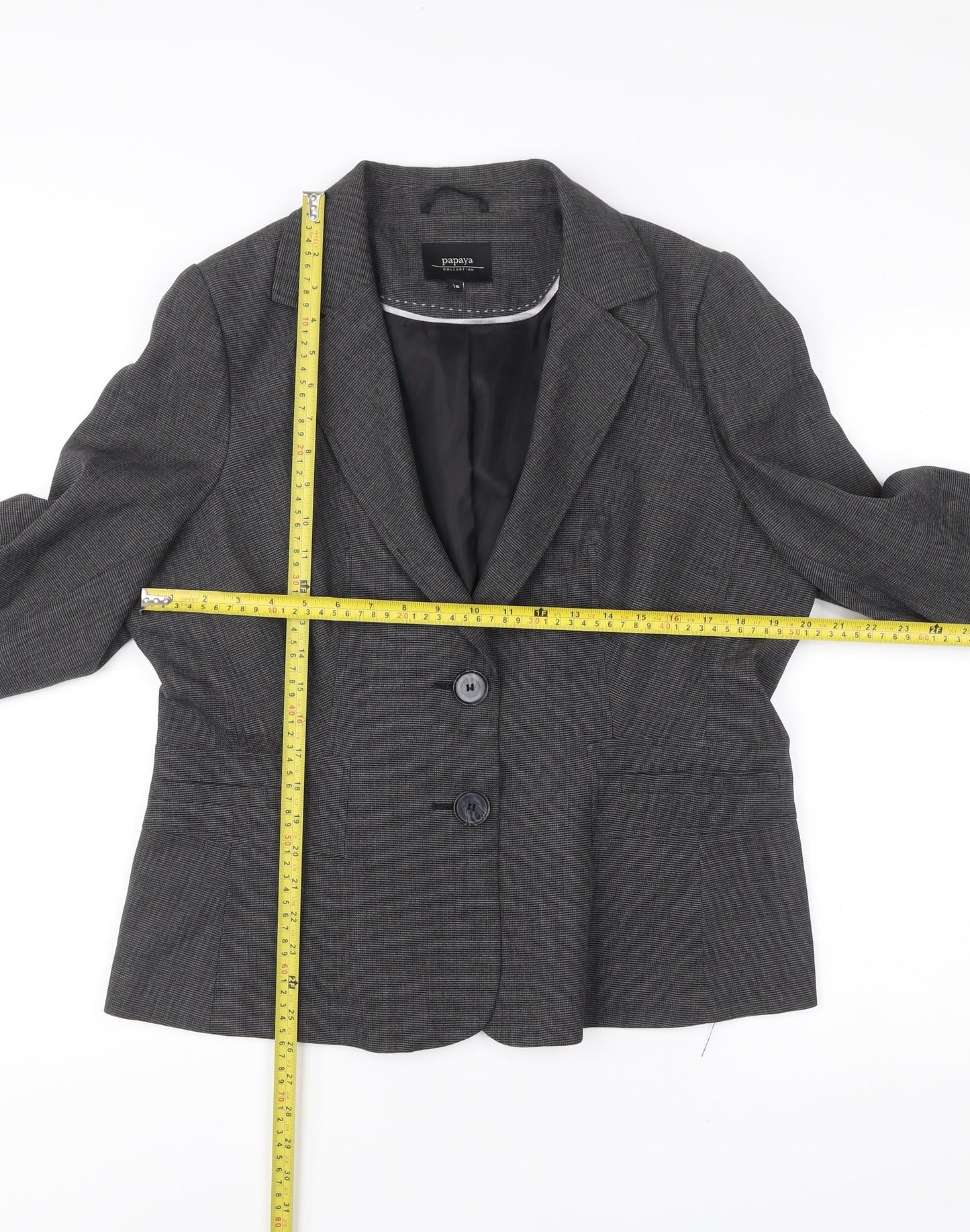 Papaya Womens Grey Size 18 Two-Button Suit Jacket Blazer