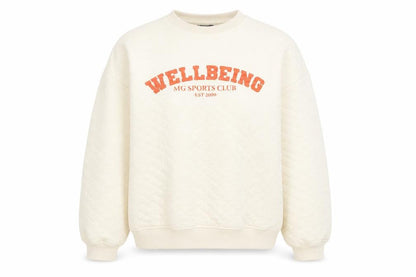 Front view of Missguided Women’s Ivory Quilted Pullover Sweatshirt UK 8