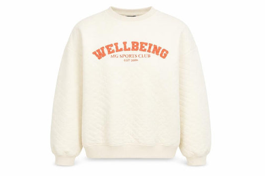 Front view of Missguided Women’s Ivory Quilted Pullover Sweatshirt UK 8