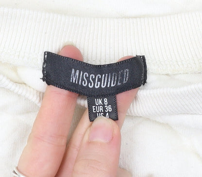 Missguided Women’s Ivory Quilted Pullover Sweatshirt UK 8
