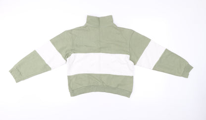 Pull&Bear Women’s Green White XS Sweatshirt 1/4 Zip Malibu Logo