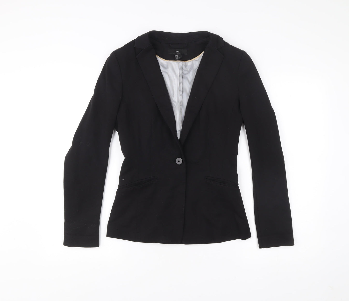 H&M Women’s Black Blazer Size 8 Regular Fit One Button Jacket