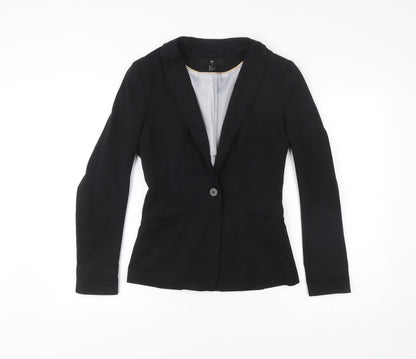 H&M Women’s Black Blazer Size 8 Regular Fit One Button Jacket