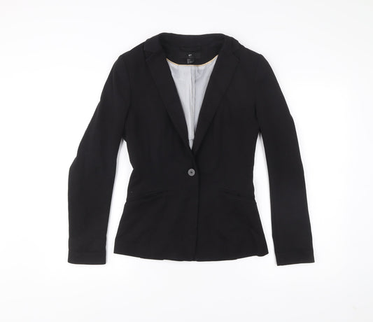 H&M Women’s Black Blazer Size 8 Regular Fit One Button Jacket