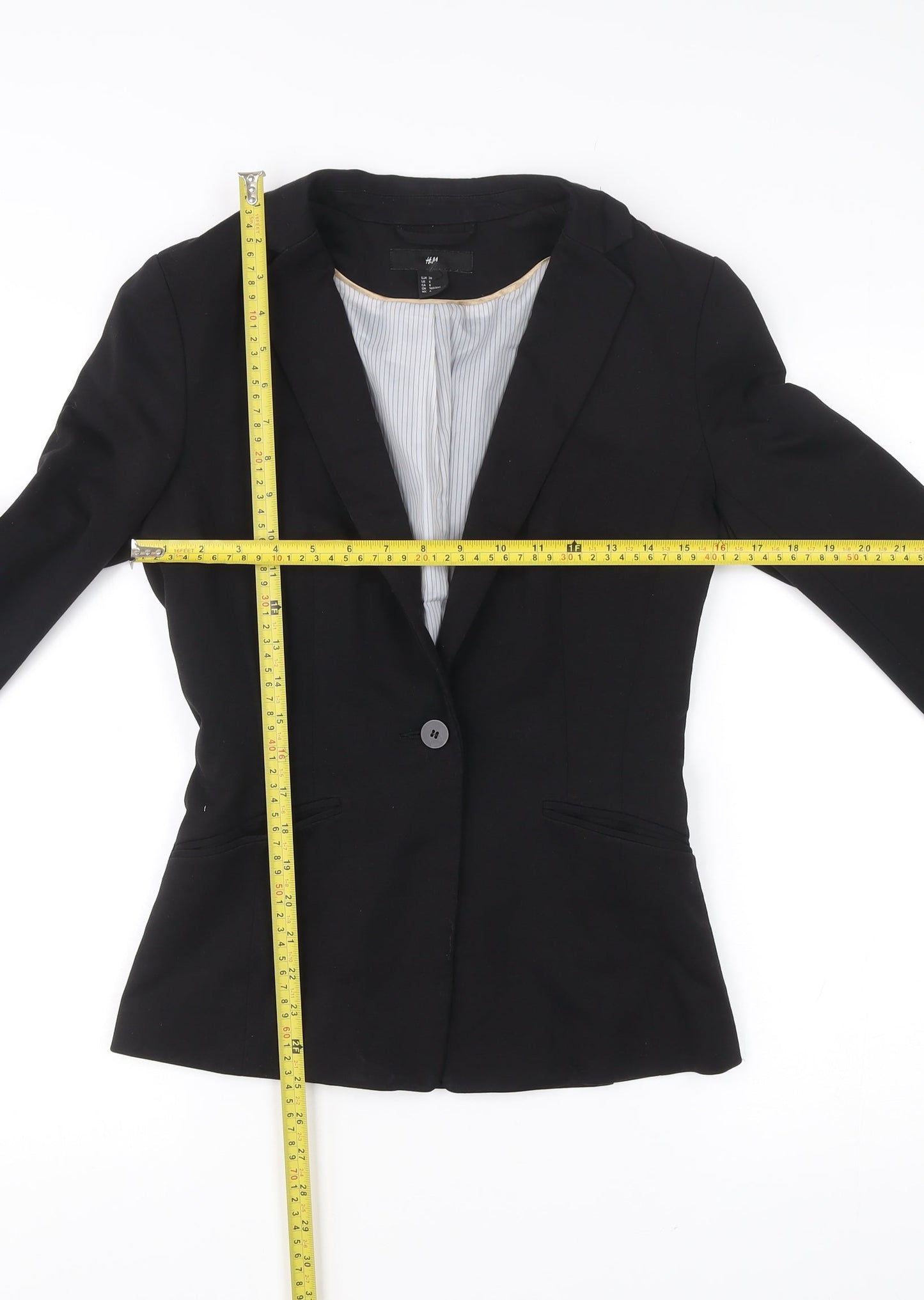 H&M Women’s Black Blazer Size 8 Regular Fit One Button Jacket