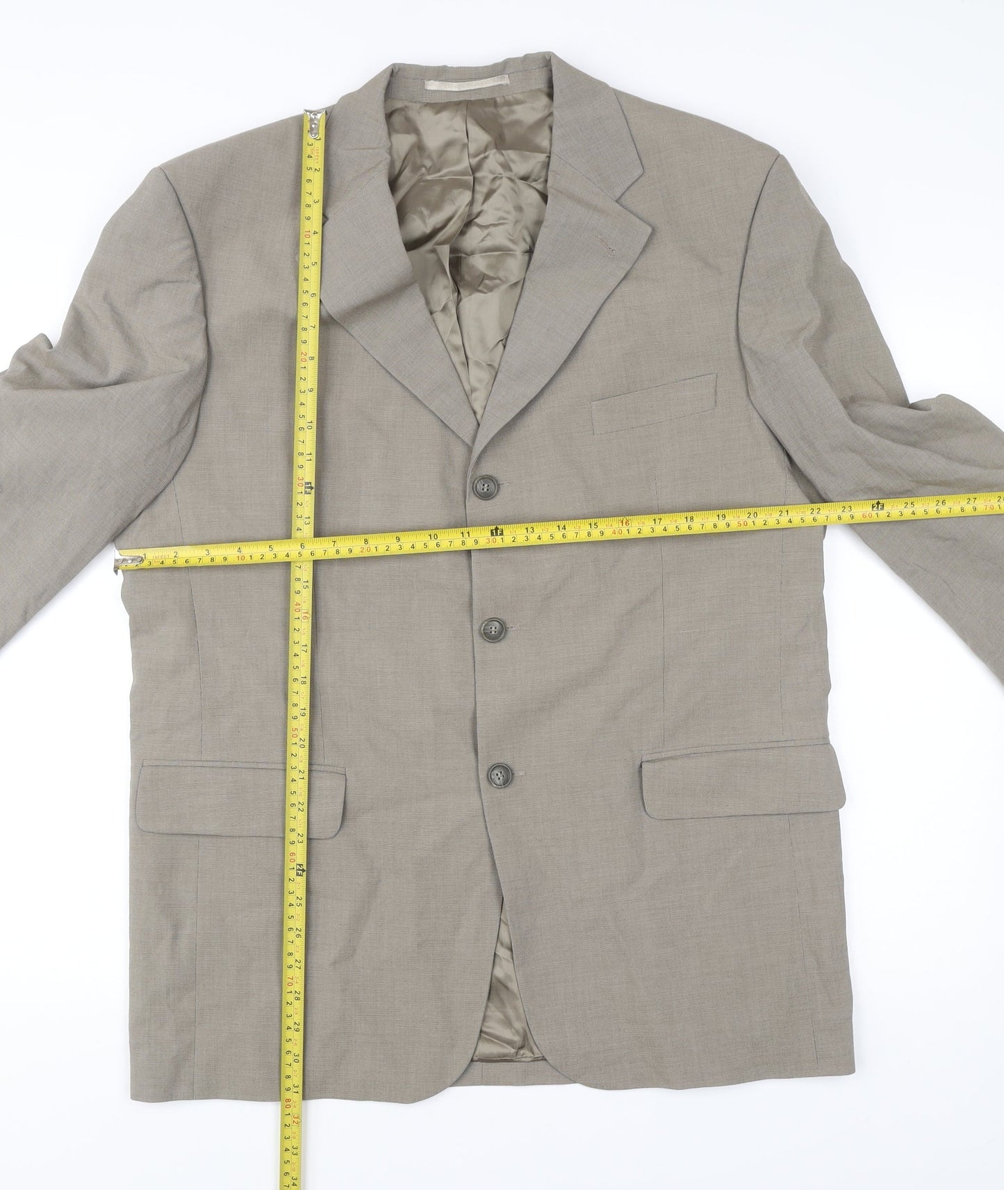 Copperstone Men's Beige Blazer Jacket 42L Notch Lapel Business Formal