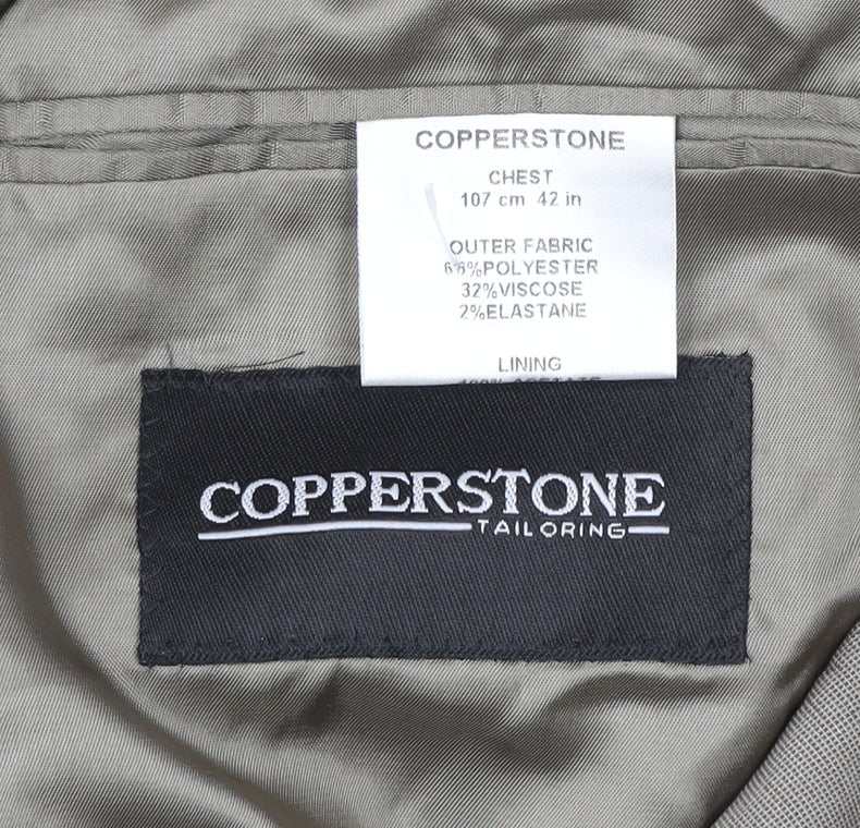 Copperstone Men's Beige Blazer Jacket 42L Notch Lapel Business Formal