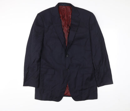 John Lewis Men Blue Stripe Wool Suit Jacket 40L Regular Fit