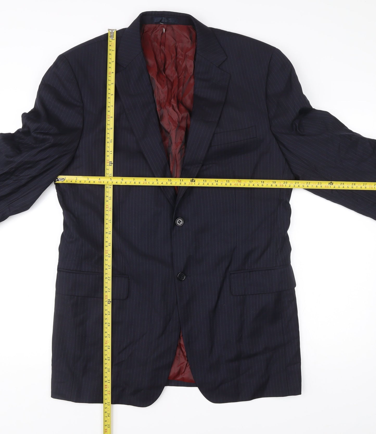 John Lewis Men Blue Stripe Wool Suit Jacket 40L Regular Fit