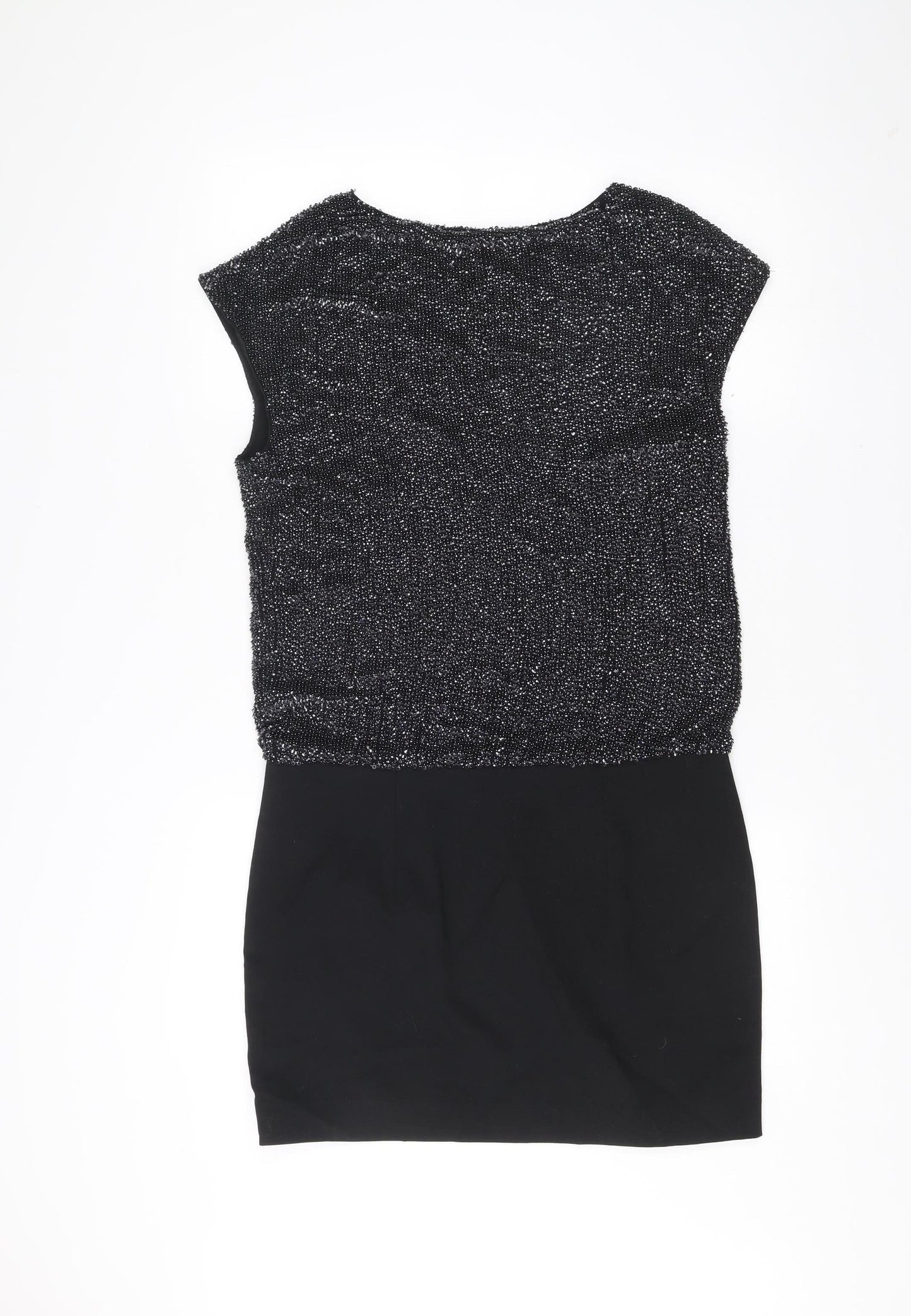 Theory Womens Black Beaded Sleeveless Sheath Dress Size 8