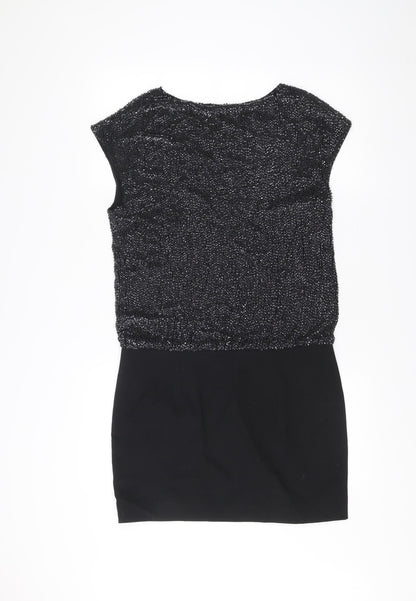Theory Womens Black Beaded Sleeveless Sheath Dress Size 8