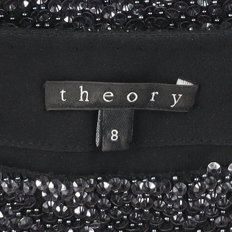 Theory Womens Black Beaded Sleeveless Sheath Dress Size 8