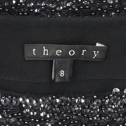 Theory Womens Black Beaded Sleeveless Sheath Dress Size 8
