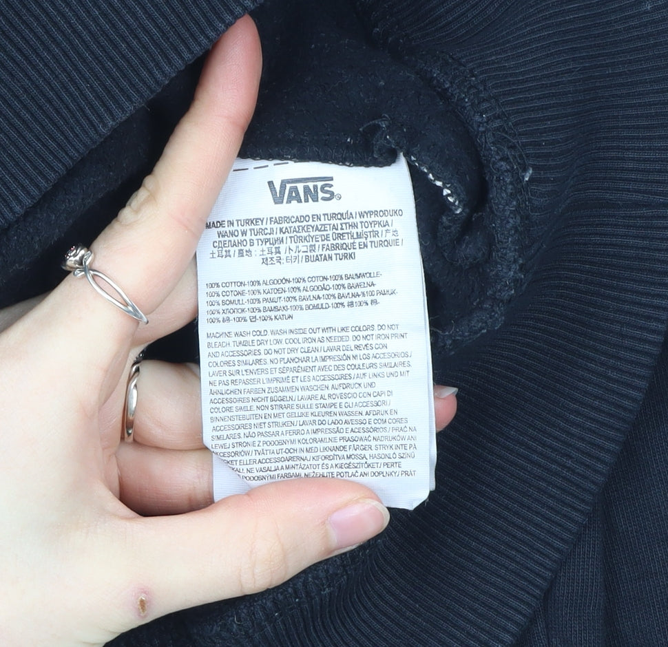 Vans Men’s Black Pullover Hoodie Size M Logo Graphic Cotton