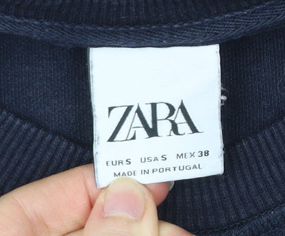 Zara Men’s Blue Crew Neck Pullover Sweatshirt Size S Regular Fit