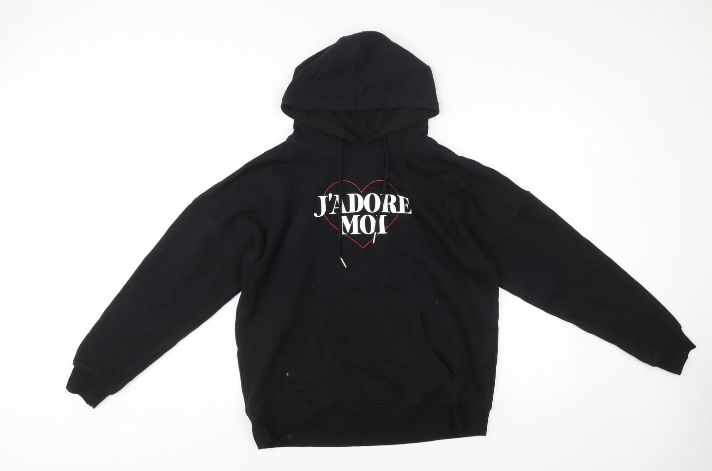 New Look Women’s Black Pullover Hoodie Medium J'adore Moi Print