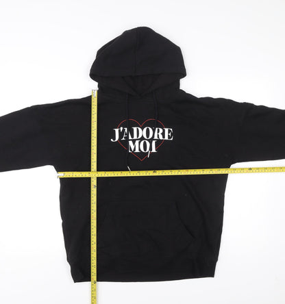 New Look Women’s Black Pullover Hoodie Medium J'adore Moi Print