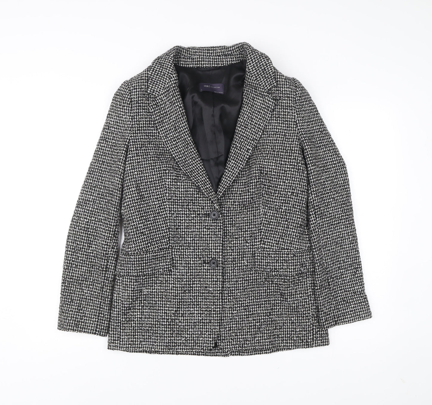 Marks and Spencer Women Black Herringbone Blazer Size 8