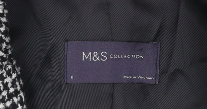 Marks and Spencer Women Black Herringbone Blazer Size 8