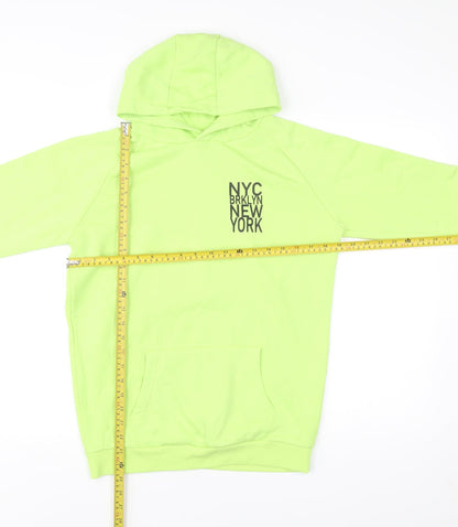 Matalan Boys Green Pullover Hoodie Age 12 Years NYC Graphic Print