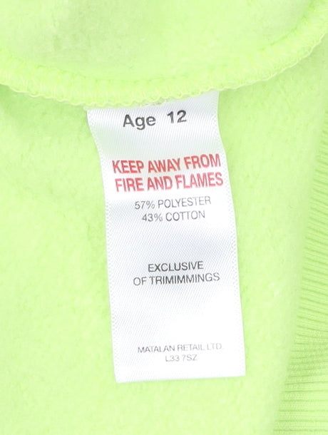 Matalan Boys Green Pullover Hoodie Age 12 Years NYC Graphic Print