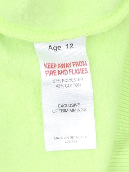 Matalan Boys Green Pullover Hoodie Age 12 Years NYC Graphic Print