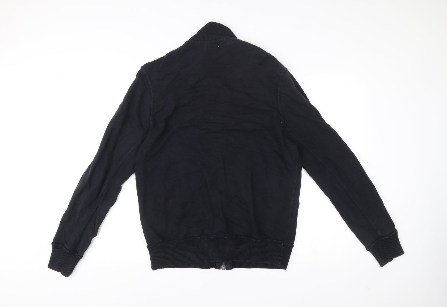 Zara Man Black Bomber Jacket Men XL 42 Stand Collar Cotton