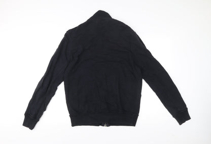 Zara Man Black Bomber Jacket Men XL 42 Stand Collar Cotton