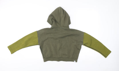 Puma Girls Green Full Zip Hoodie 11-12Y Cotton Blend Colourblock