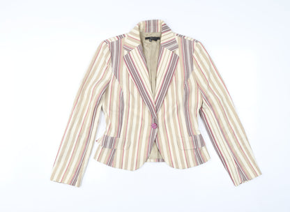 Zara Basic Womens Multicoloured Striped Blazer Jacket UK 12