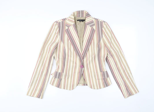Zara Basic Womens Multicoloured Striped Blazer Jacket UK 12