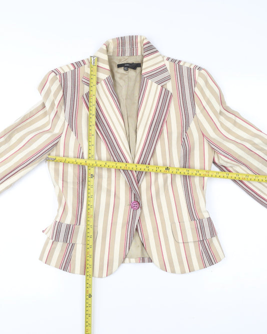 Zara Basic Womens Multicoloured Striped Blazer Jacket UK 12
