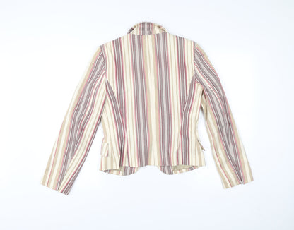 Zara Basic Womens Multicoloured Striped Blazer Jacket UK 12