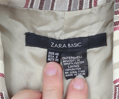 Zara Basic Womens Multicoloured Striped Blazer Jacket UK 12