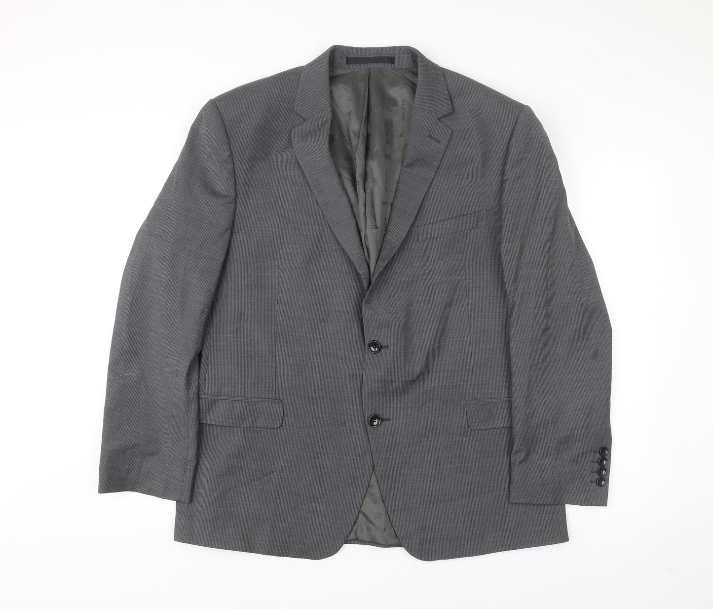 Blazer Men Grey 44 Short Wool Blend Two-Button Jacket