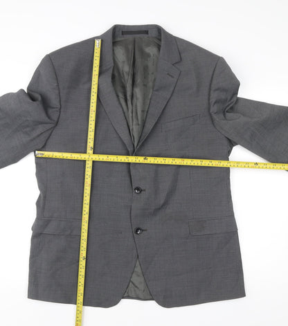 Blazer Men Grey 44 Short Wool Blend Two-Button Jacket