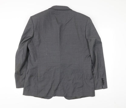 Blazer Men Grey 44 Short Wool Blend Two-Button Jacket