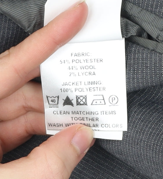 Blazer Men Grey 44 Short Wool Blend Two-Button Jacket