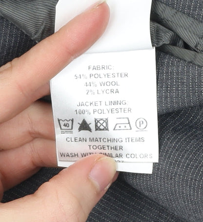 Blazer Men Grey 44 Short Wool Blend Two-Button Jacket