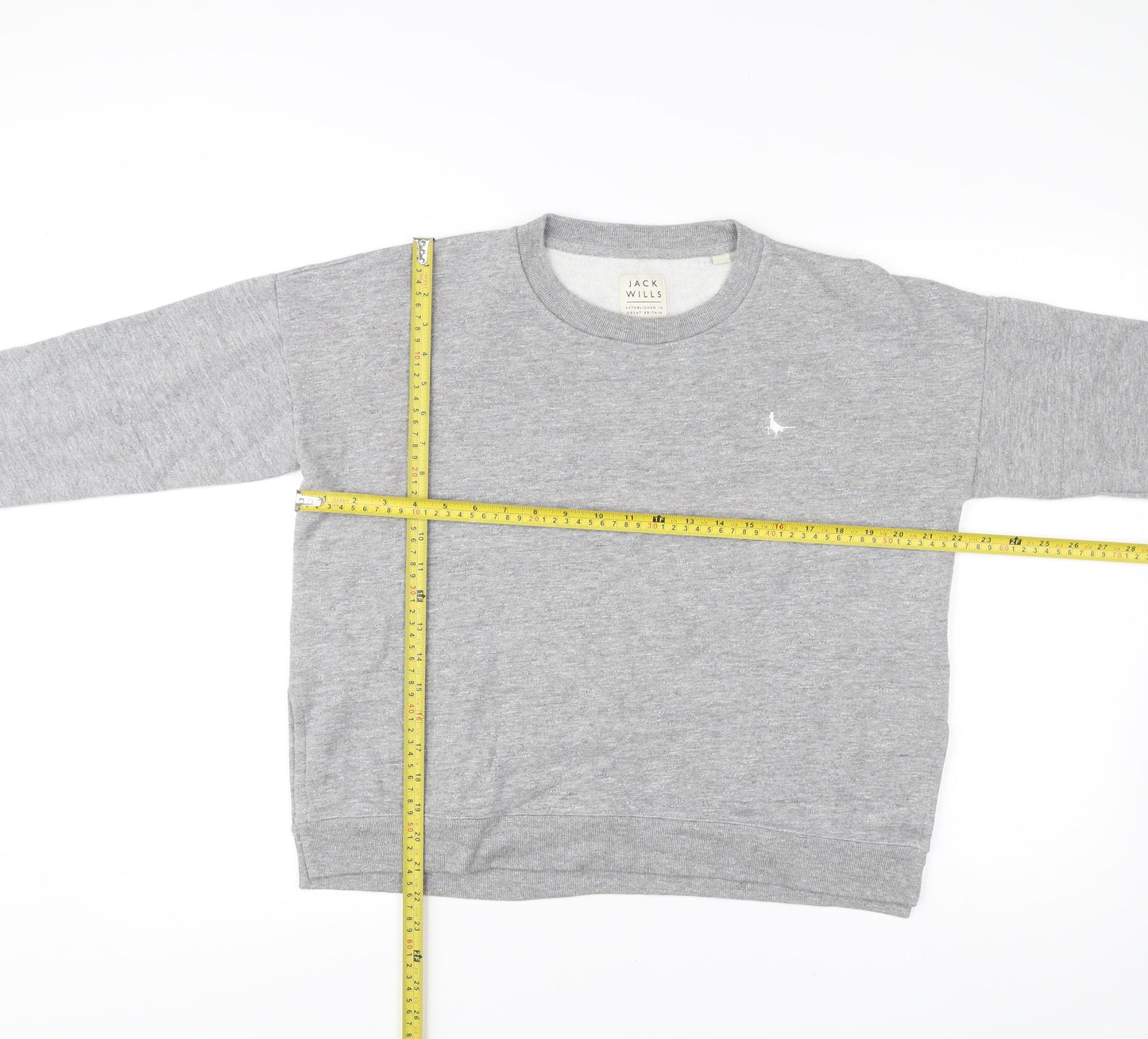 Jack Wills Womens Grey Crew Neck Sweatshirt UK 12 Cotton Blend