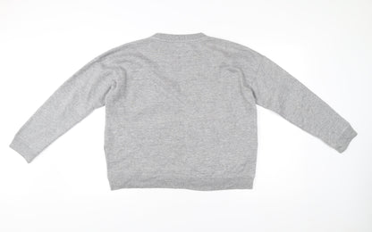 Jack Wills Womens Grey Crew Neck Sweatshirt UK 12 Cotton Blend
