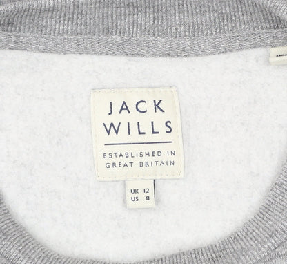 Jack Wills Womens Grey Crew Neck Sweatshirt UK 12 Cotton Blend
