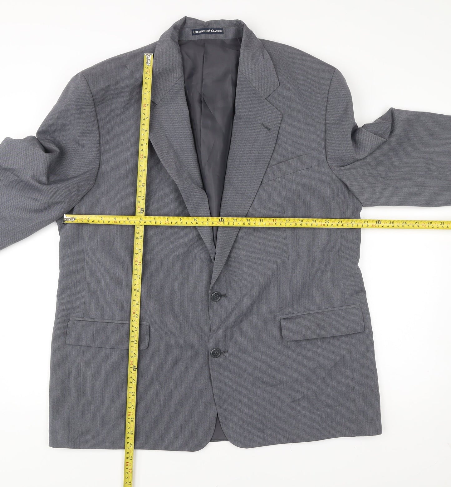 Greenwoods Classic Men's Grey 46R Wool Blend Blazer Jacket