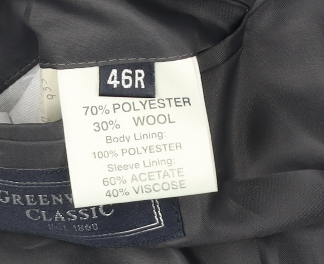 Greenwoods Classic Men's Grey 46R Wool Blend Blazer Jacket